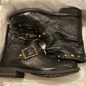 Jimmy choo biker leather with cube studs boots 37.5 NEW with box